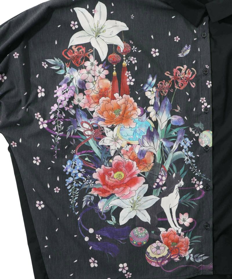 【雅結×iS ScoLar】コラボ 和風花柄シャツ