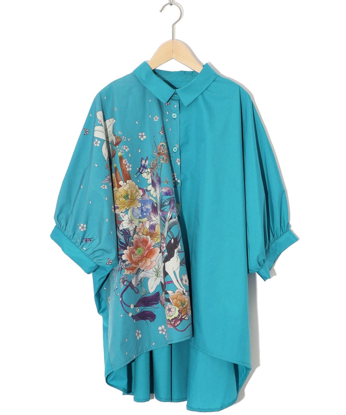 【雅結×iS ScoLar】コラボ 和風花柄シャツ