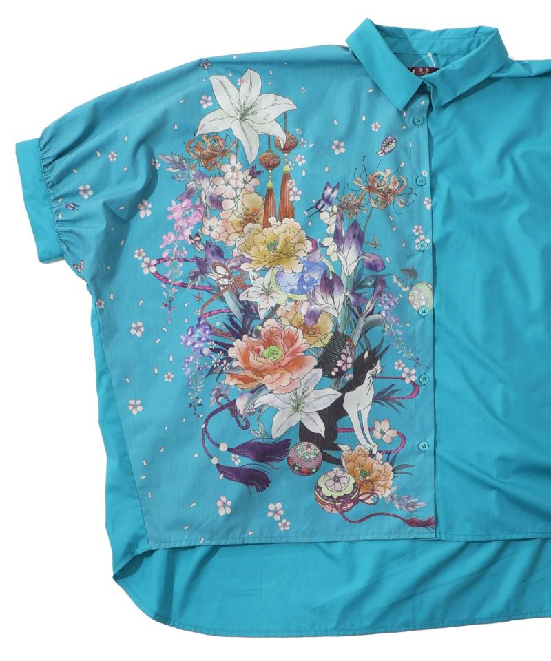 【雅結×iS ScoLar】コラボ 和風花柄シャツ