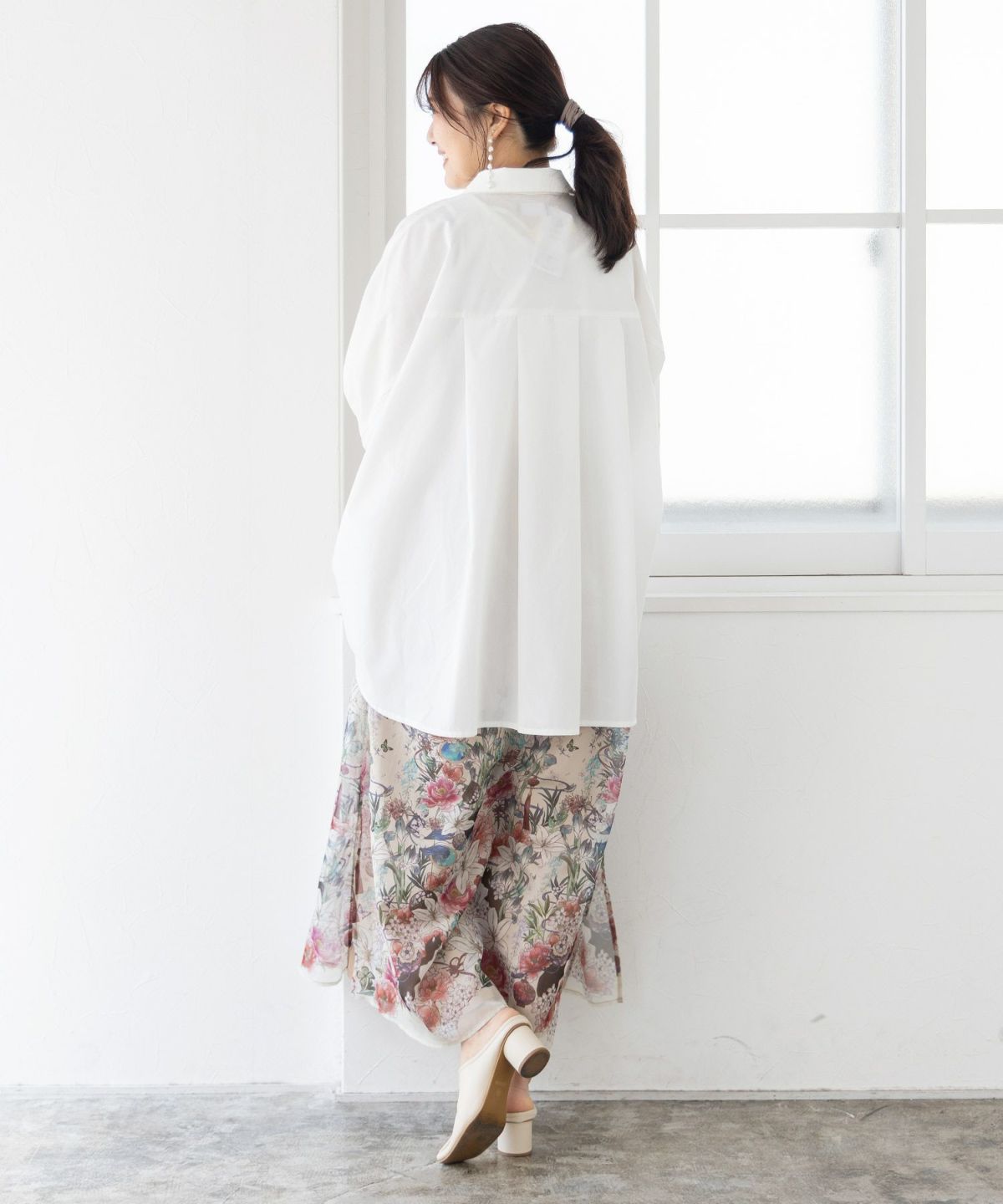 【雅結×iS ScoLar】コラボ 和風花柄シフォン重ねパンツ