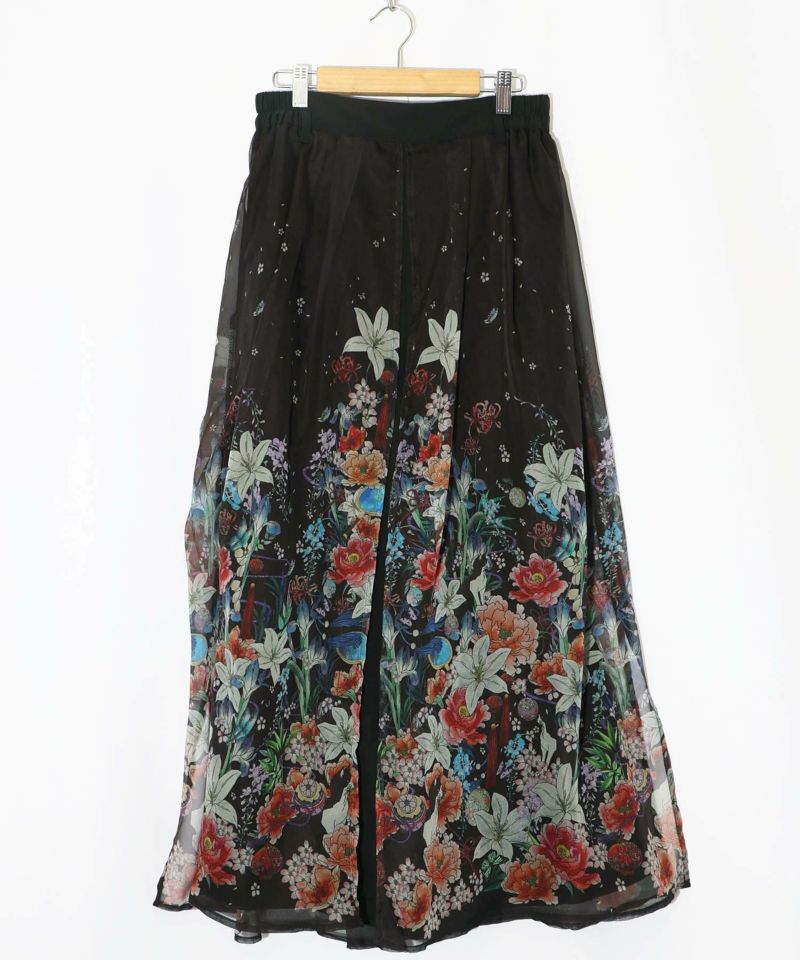 【雅結×iS ScoLar】コラボ 和風花柄シフォン重ねパンツ