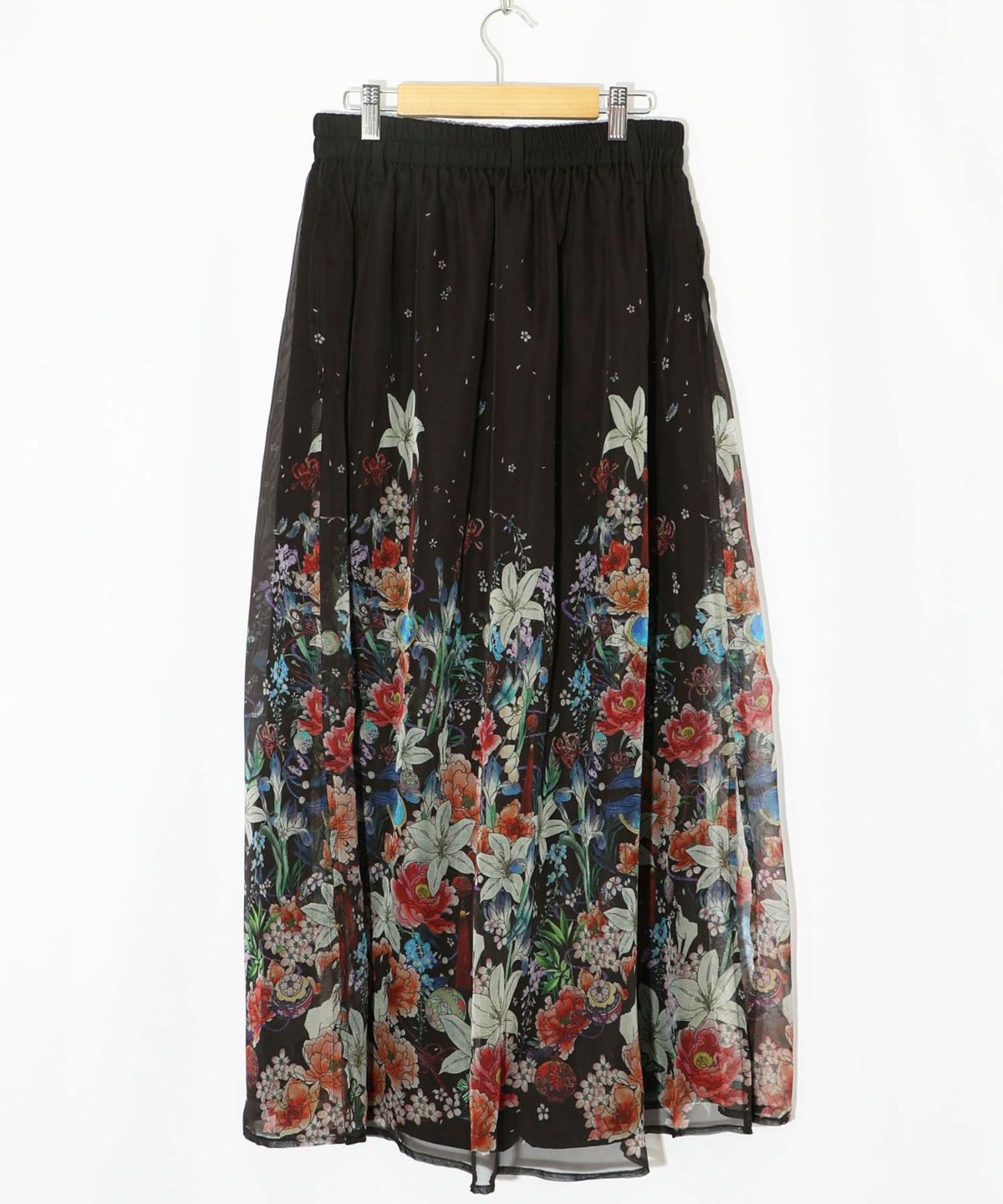 【雅結×iS ScoLar】コラボ 和風花柄シフォン重ねパンツ