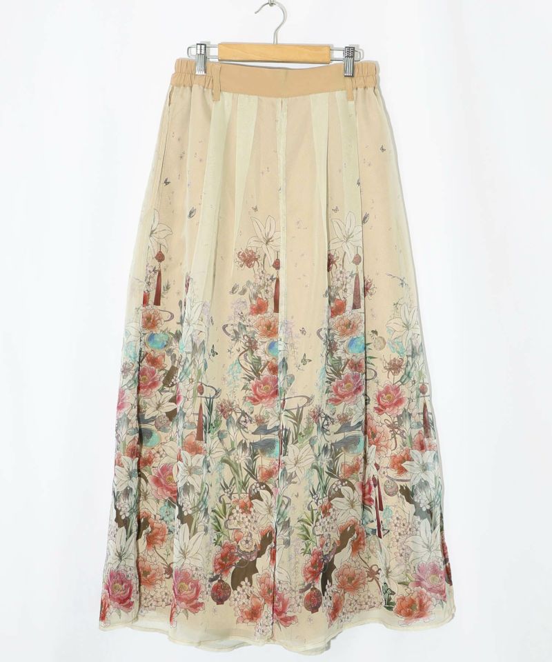 【雅結×iS ScoLar】コラボ 和風花柄シフォン重ねパンツ