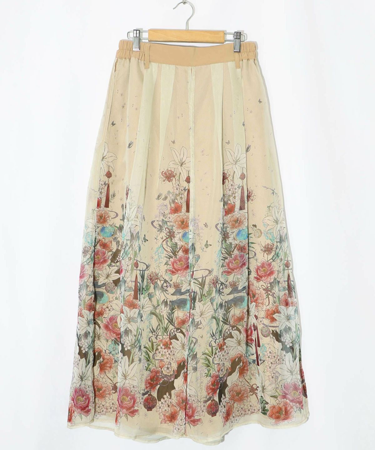 【雅結×iS ScoLar】コラボ 和風花柄シフォン重ねパンツ