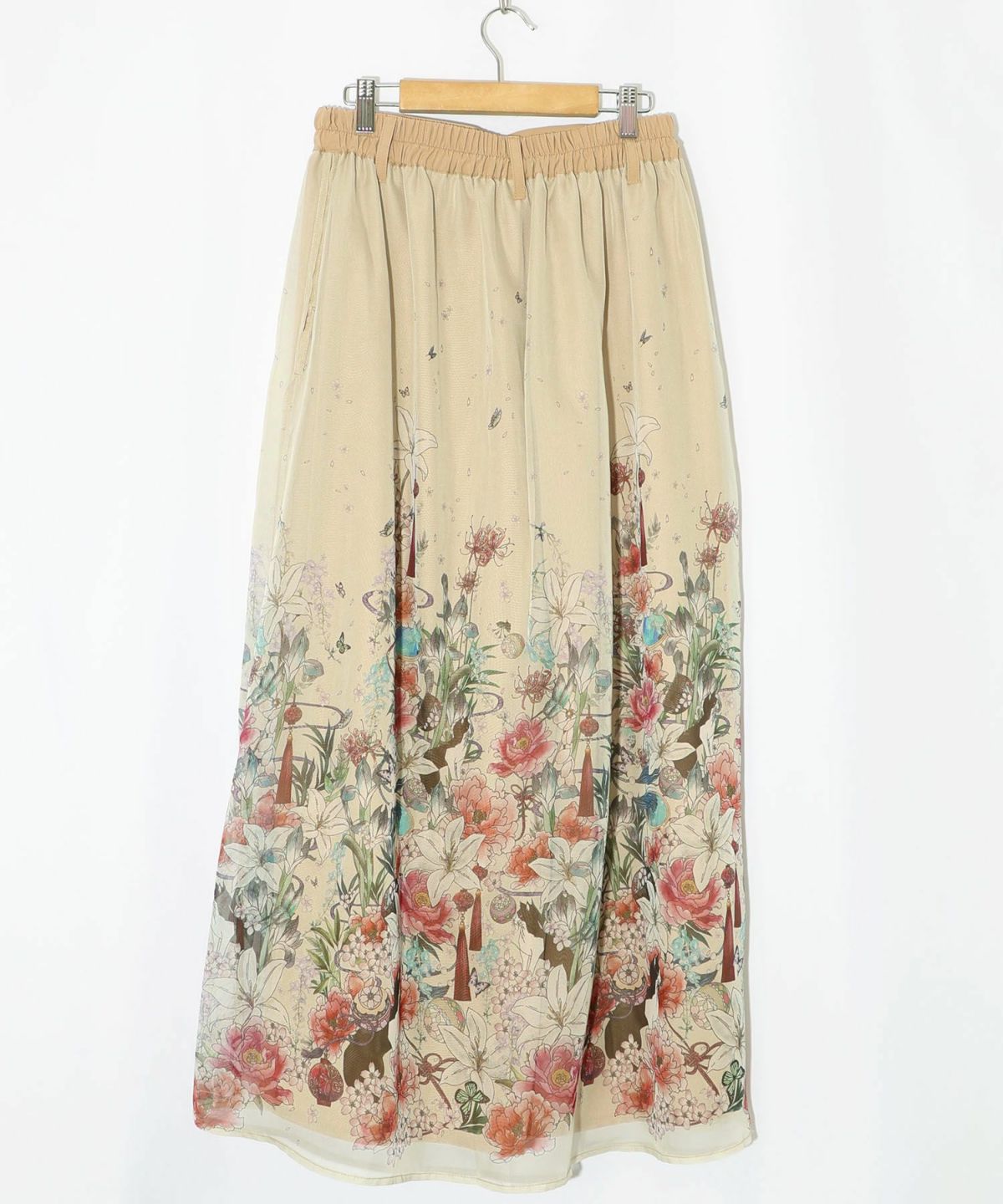 【雅結×iS ScoLar】コラボ 和風花柄シフォン重ねパンツ