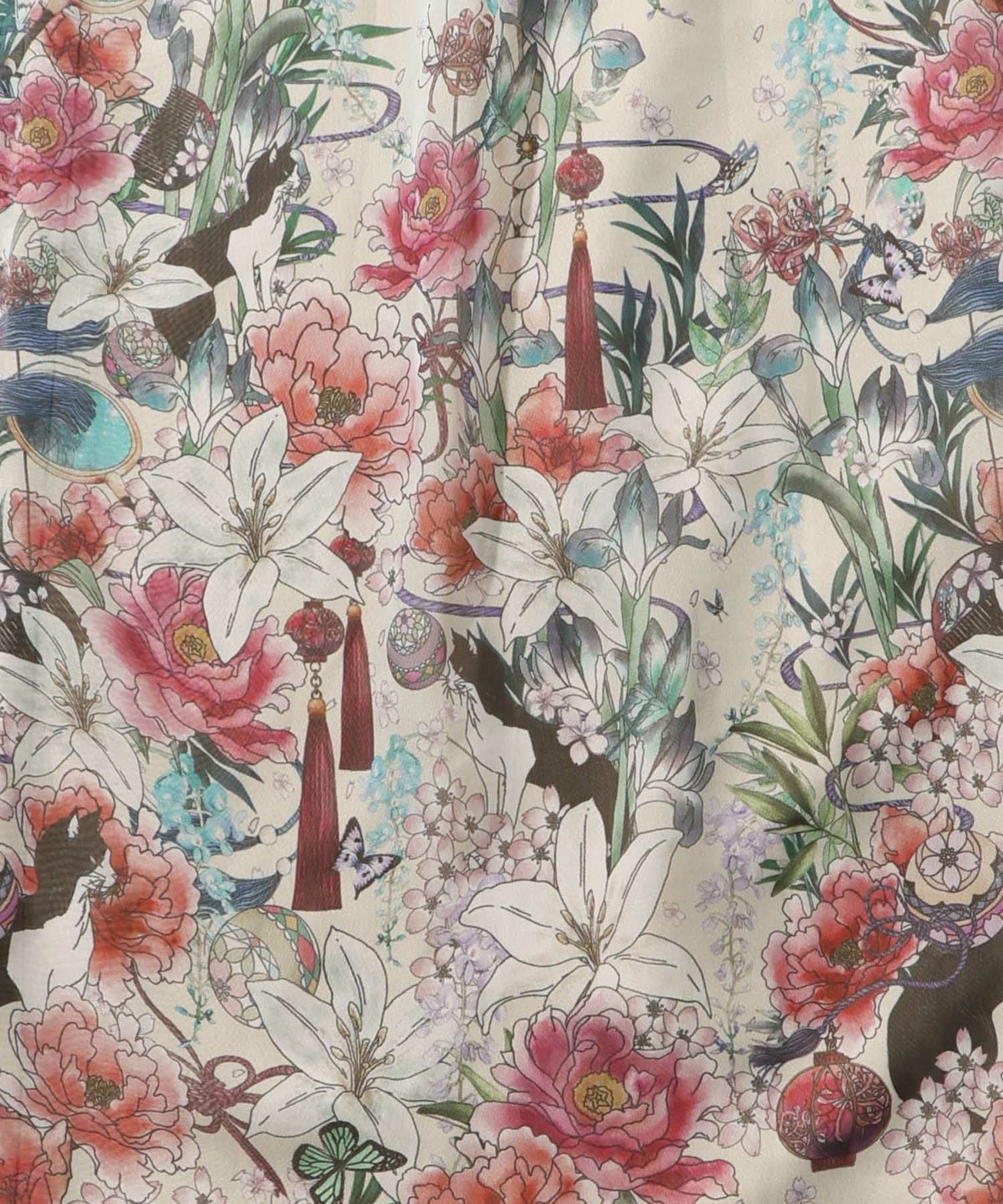 【雅結×iS ScoLar】コラボ 和風花柄シフォン重ねパンツ