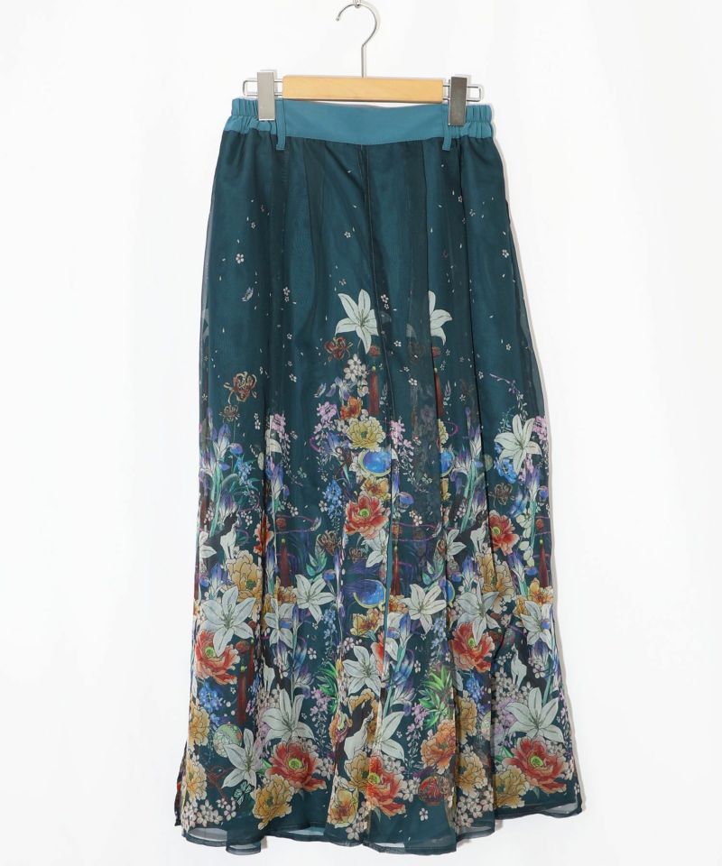 【雅結×iS ScoLar】コラボ 和風花柄シフォン重ねパンツ