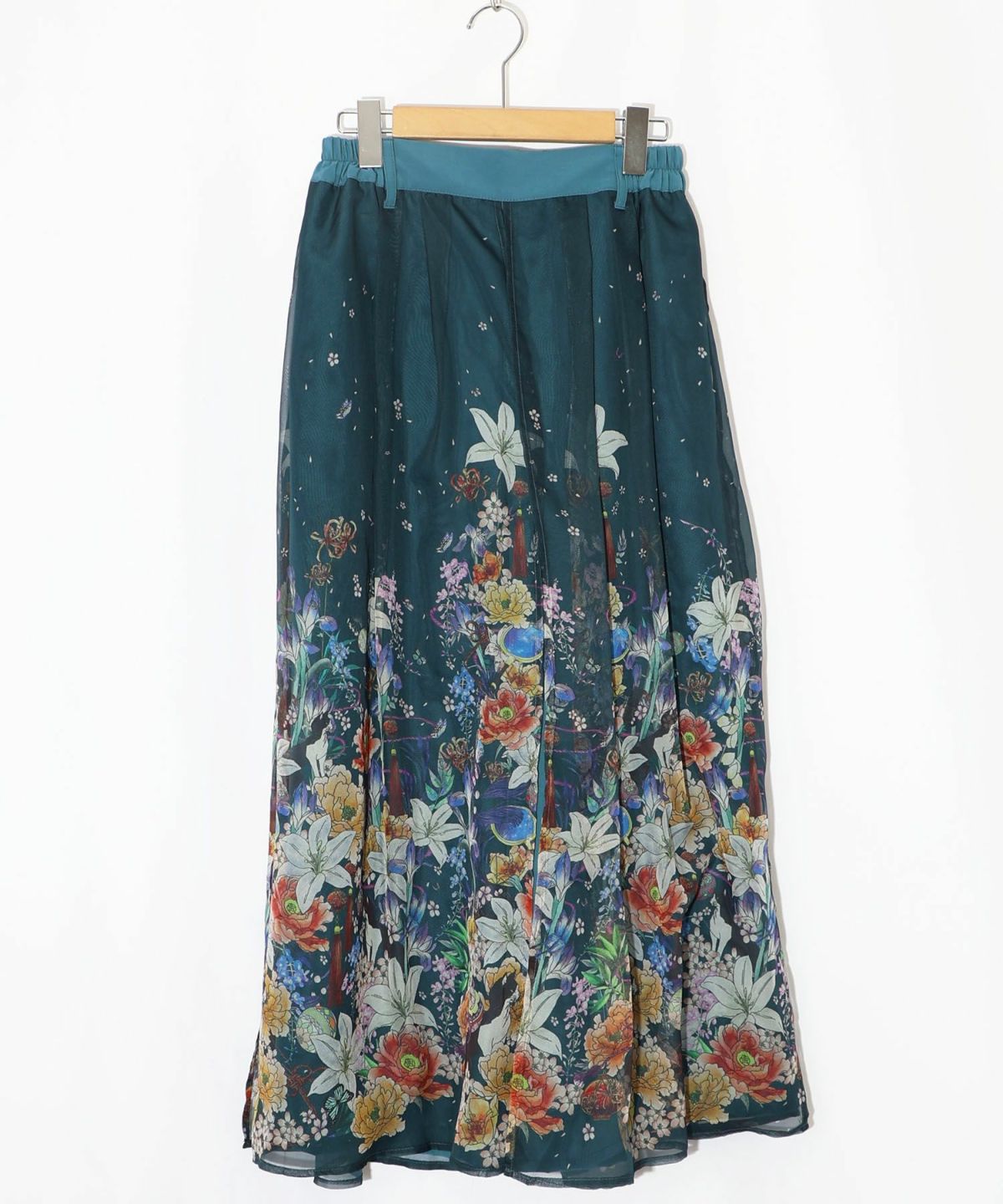 【雅結×iS ScoLar】コラボ 和風花柄シフォン重ねパンツ