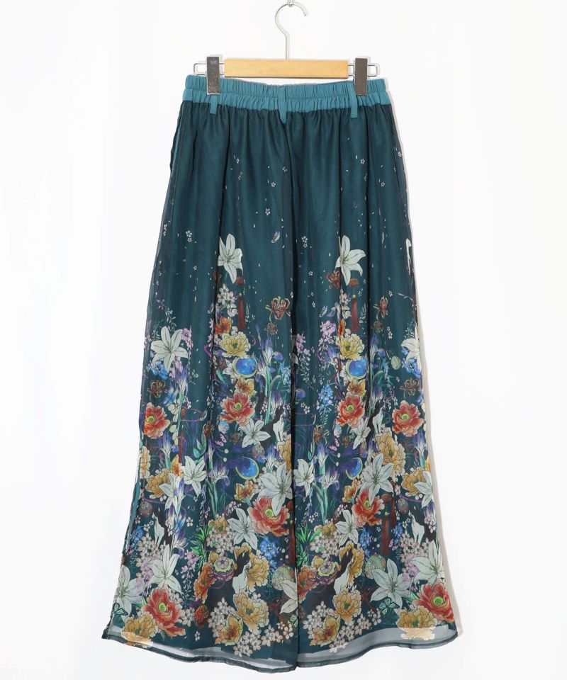 【雅結×iS ScoLar】コラボ 和風花柄シフォン重ねパンツ