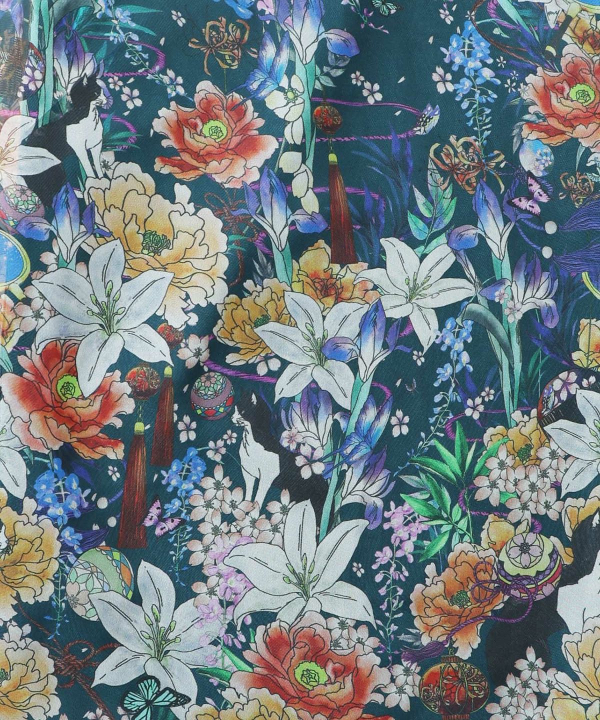 【雅結×iS ScoLar】コラボ 和風花柄シフォン重ねパンツ