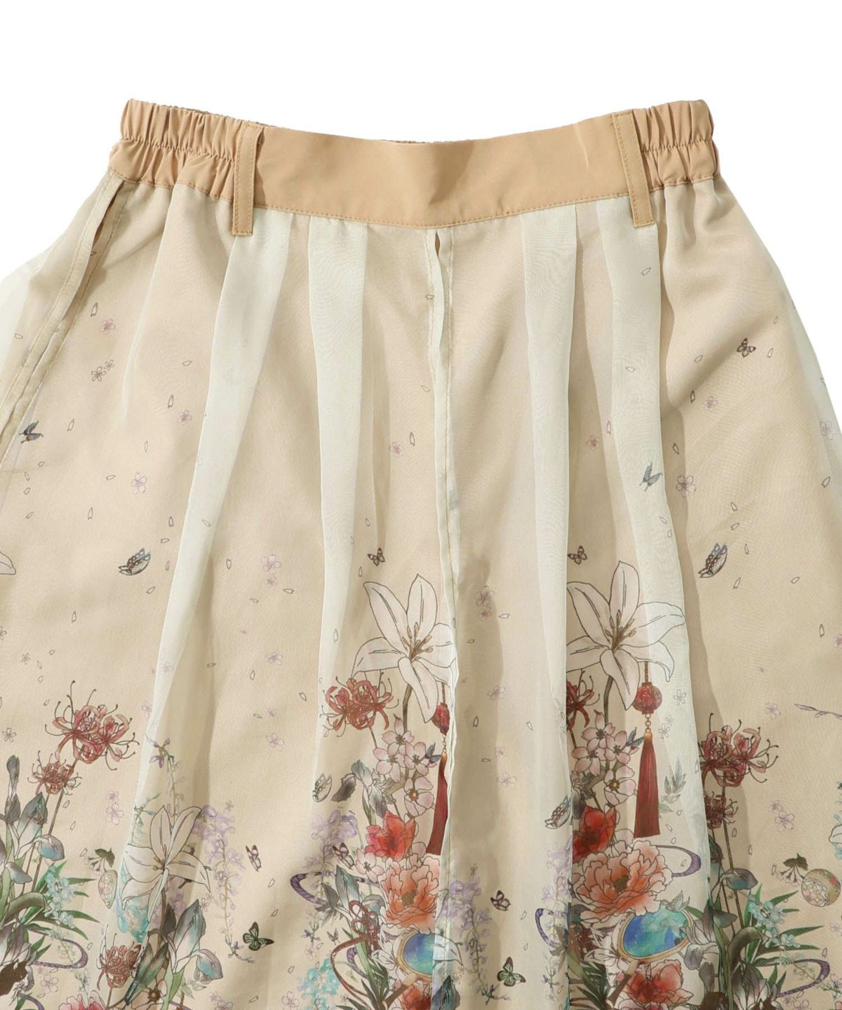 【雅結×iS ScoLar】コラボ 和風花柄シフォン重ねパンツ