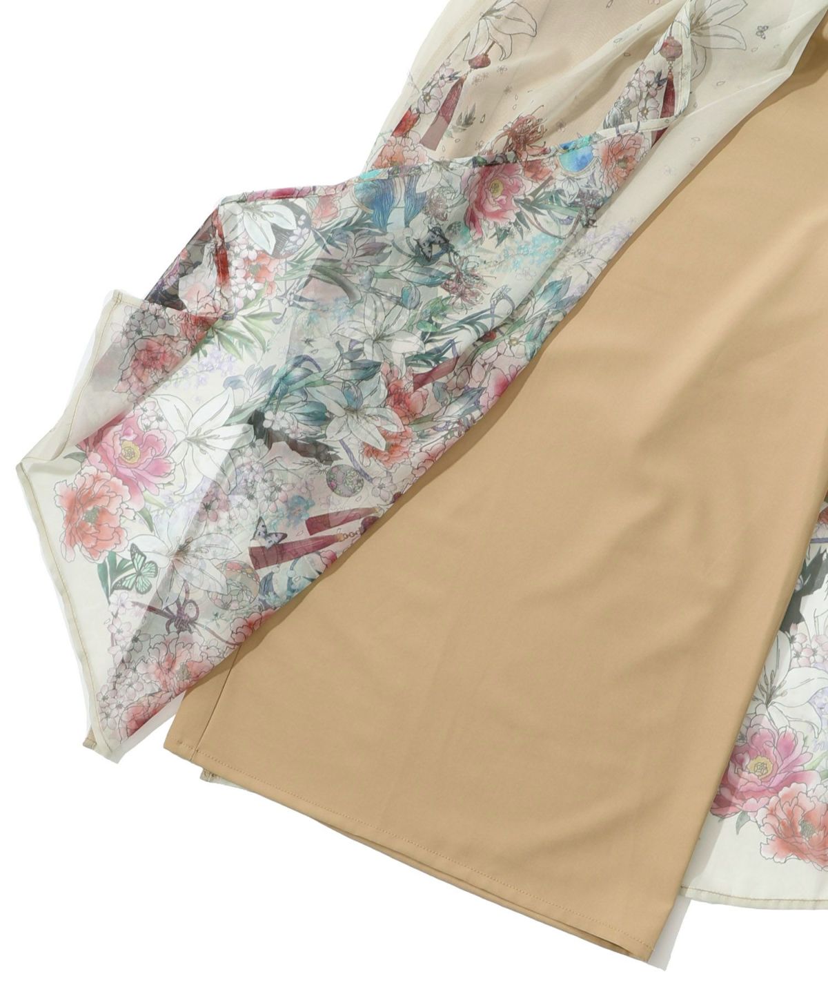 【雅結×iS ScoLar】コラボ 和風花柄シフォン重ねパンツ