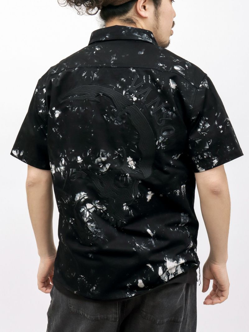 【VANSON】スカル総刺繍 半袖シャツ