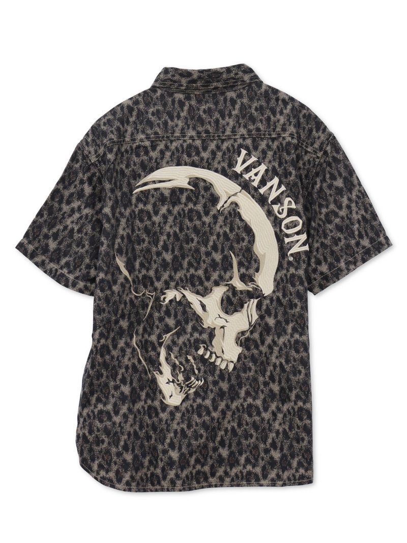 【VANSON】スカル総刺繍 半袖シャツ