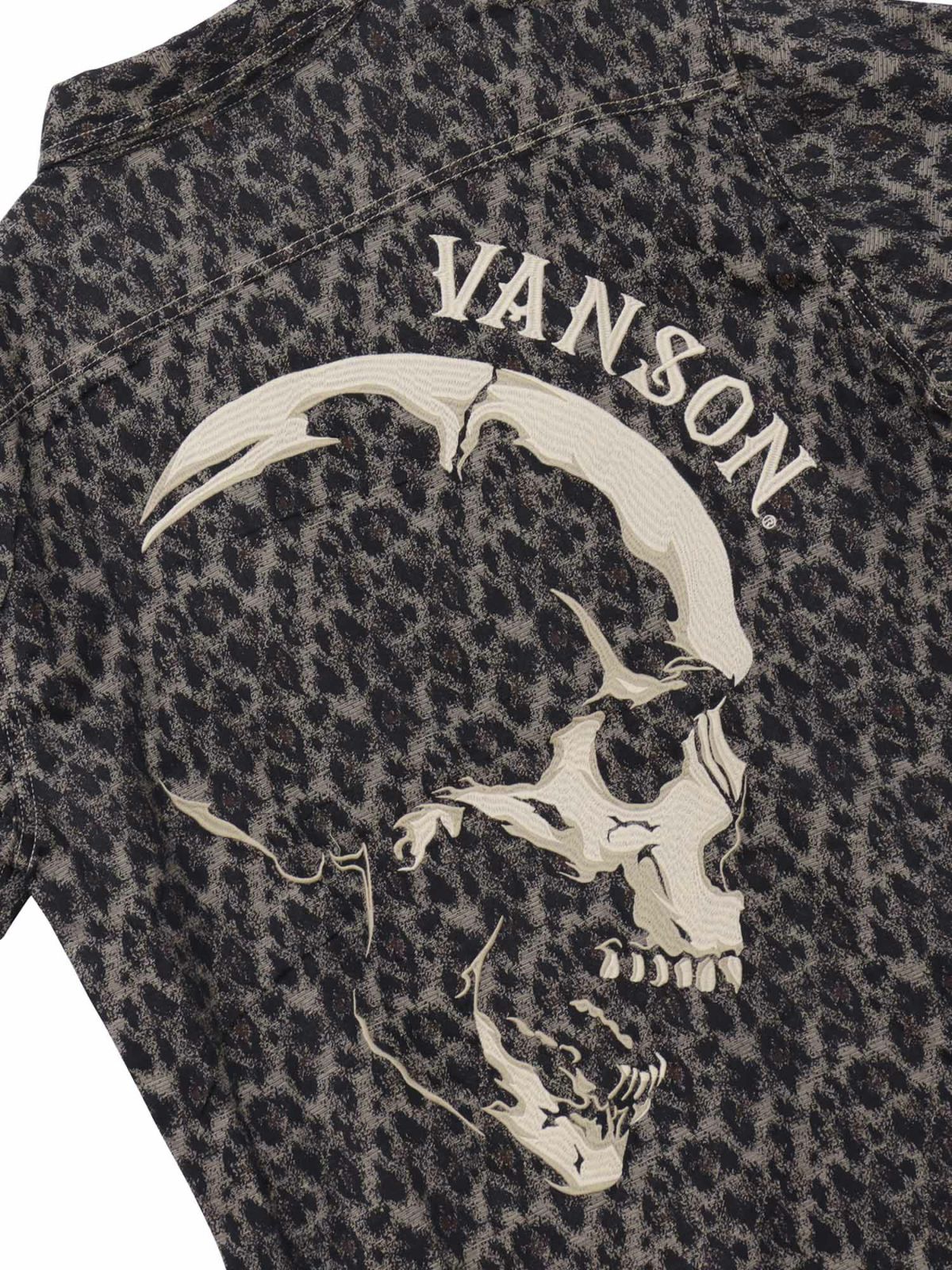 【VANSON】スカル総刺繍 半袖シャツ
