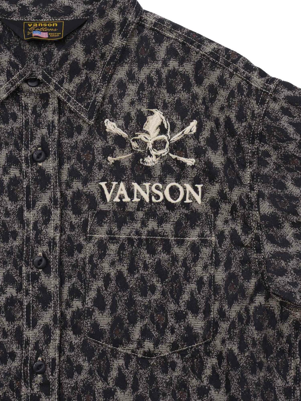 【VANSON】スカル総刺繍 半袖シャツ