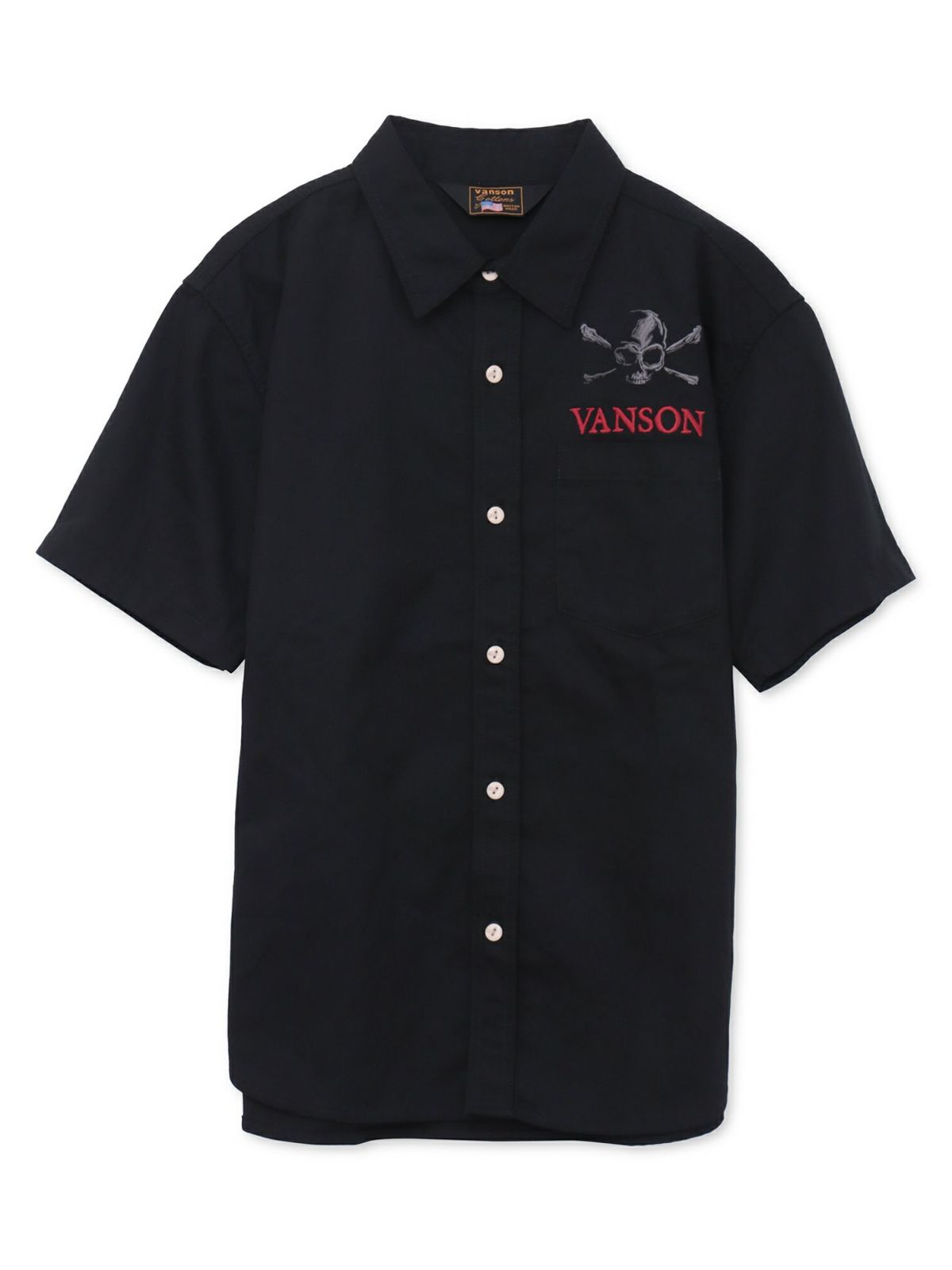【VANSON】スカル総刺繍 半袖シャツ