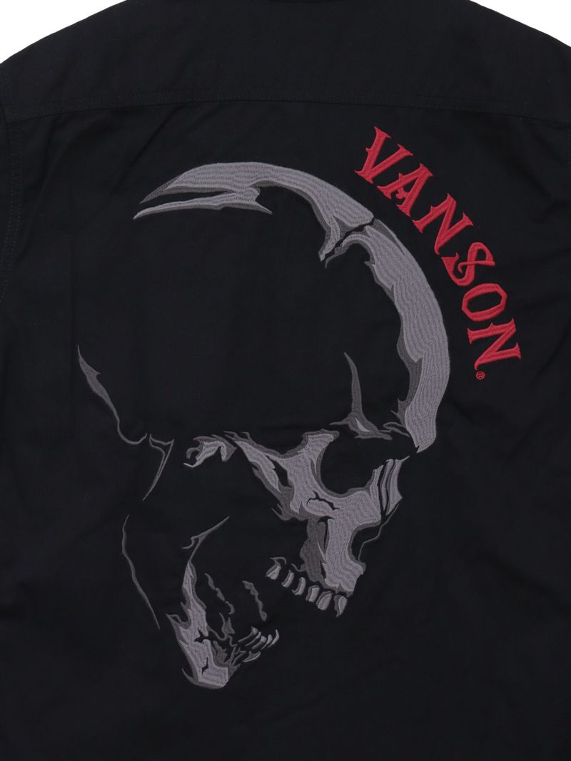 【VANSON】スカル総刺繍 半袖シャツ