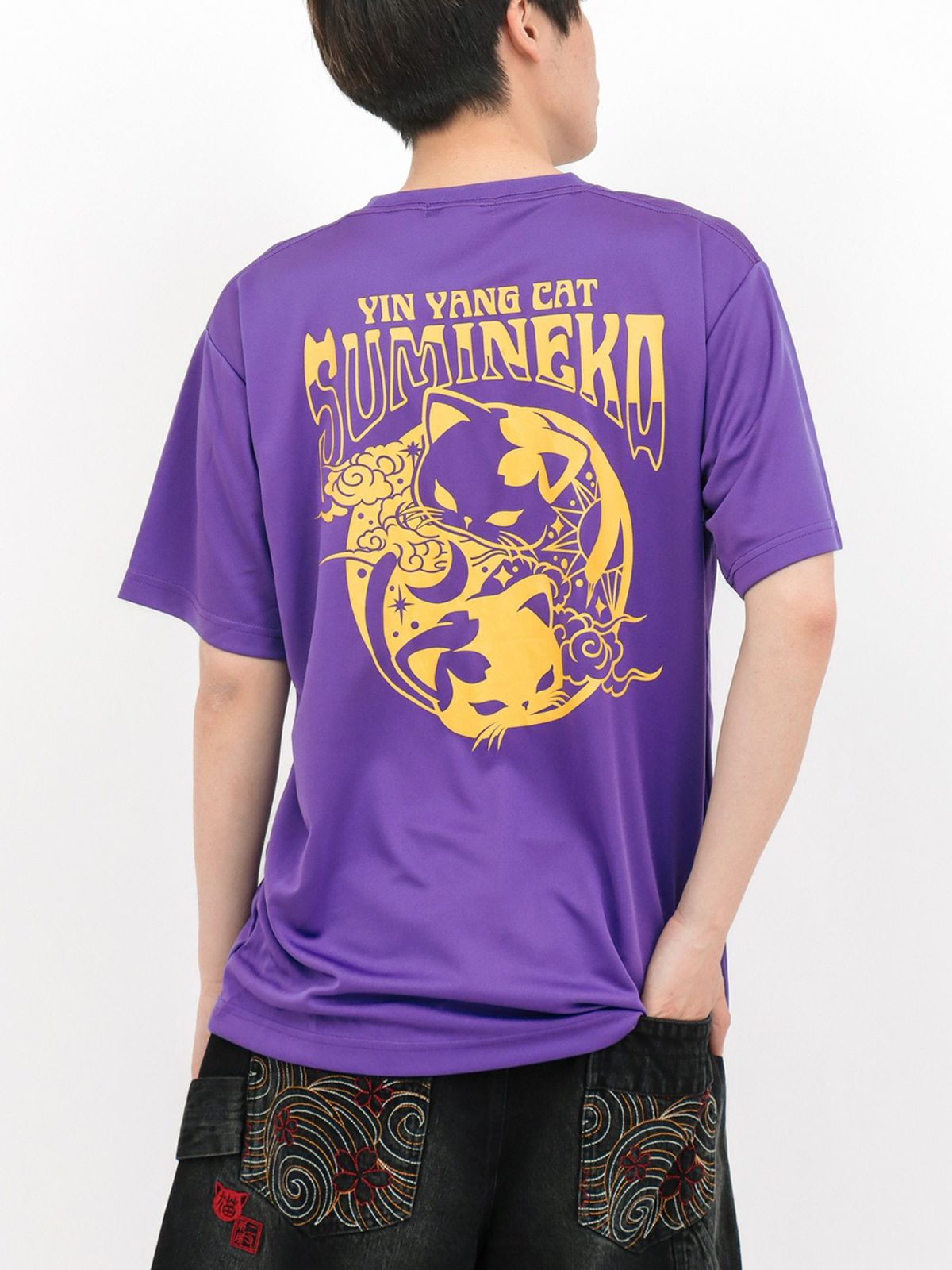 【SUMINEKO】“YIN YANG CAT”プリントDRY素材Tシャツ