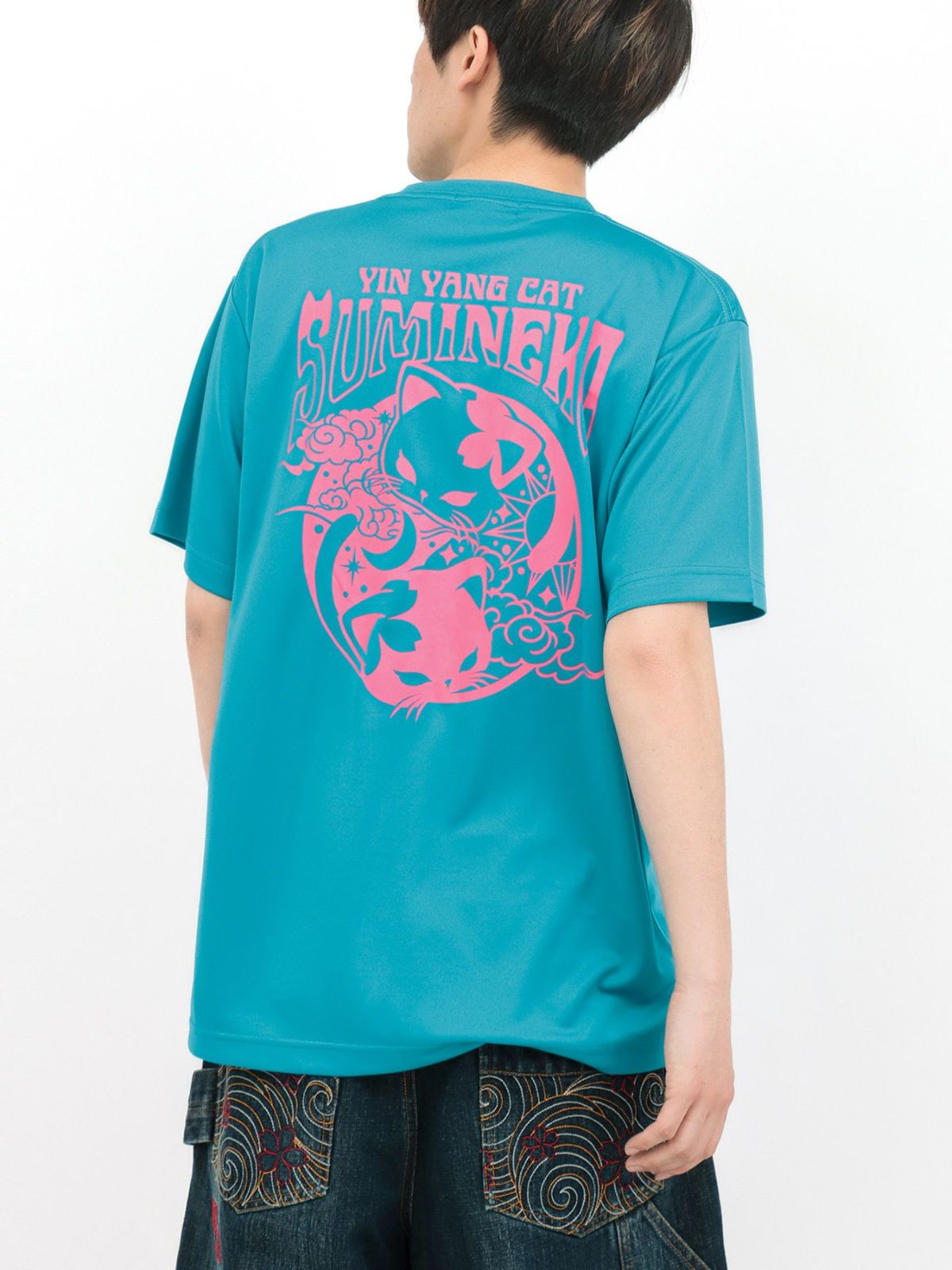 【SUMINEKO】“YIN YANG CAT”プリントDRY素材Tシャツ