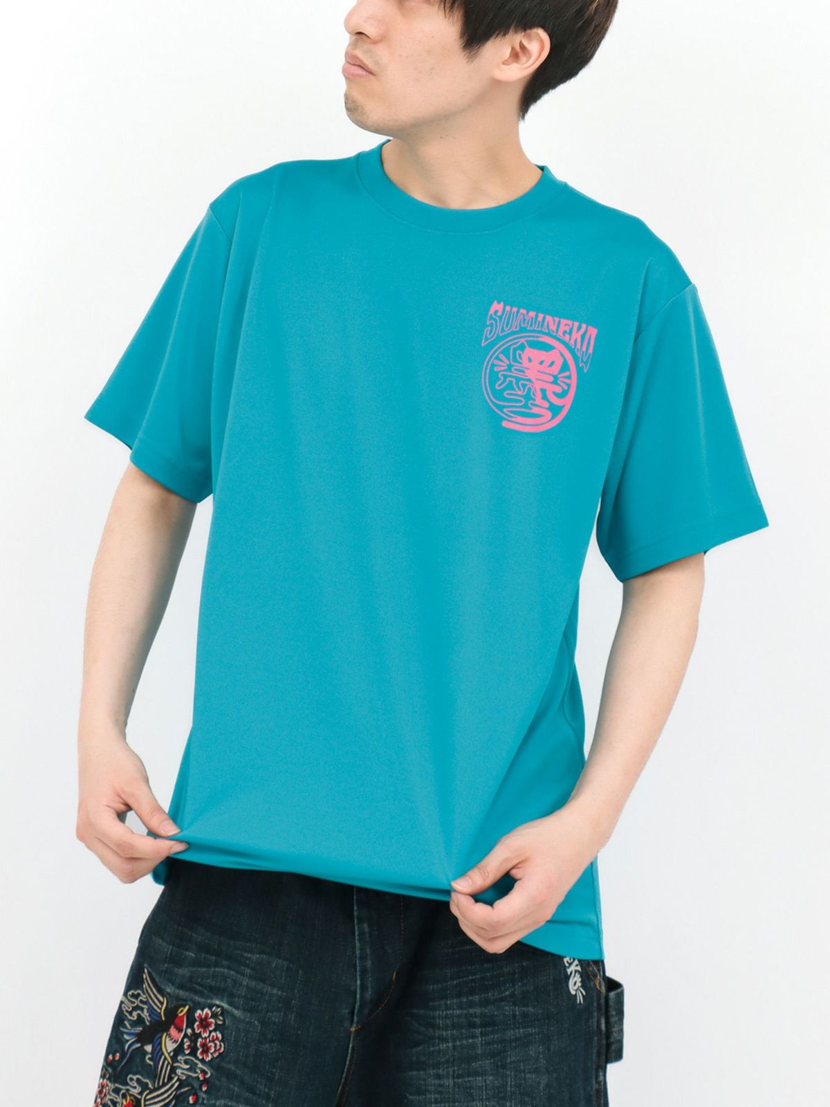 【SUMINEKO】“YIN YANG CAT”プリントDRY素材Tシャツ