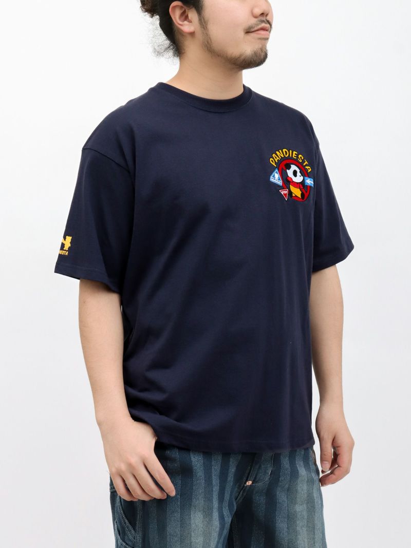 【PANDIESTA JAPAN】“とびだしパンダ”サガラ刺繍入りTシャツ
