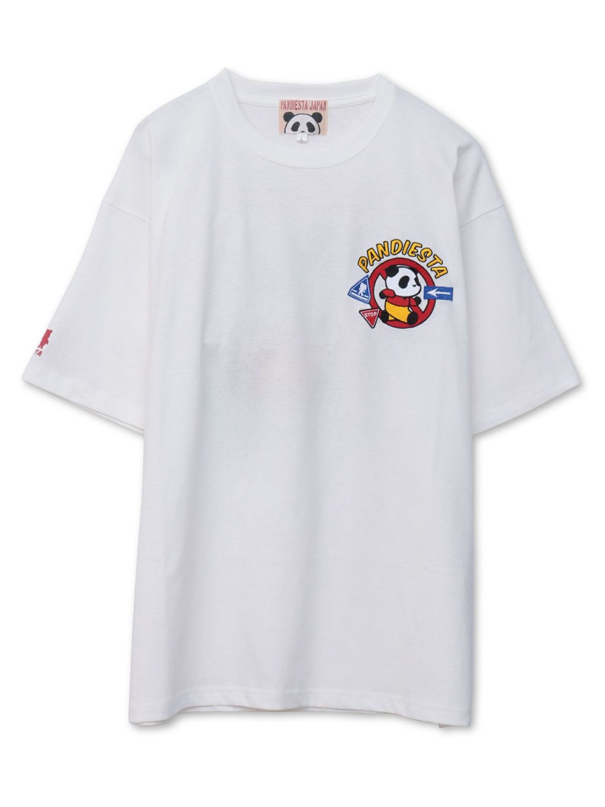【PANDIESTA JAPAN】“とびだしパンダ”サガラ刺繍入りTシャツ