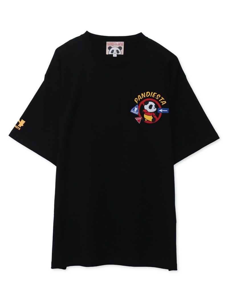 【PANDIESTA JAPAN】“とびだしパンダ”サガラ刺繍入りTシャツ