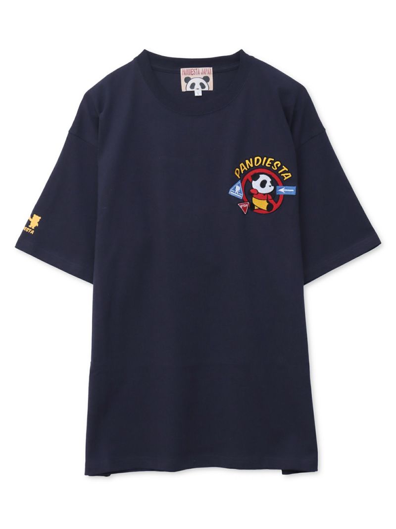 【PANDIESTA JAPAN】“とびだしパンダ”サガラ刺繍入りTシャツ