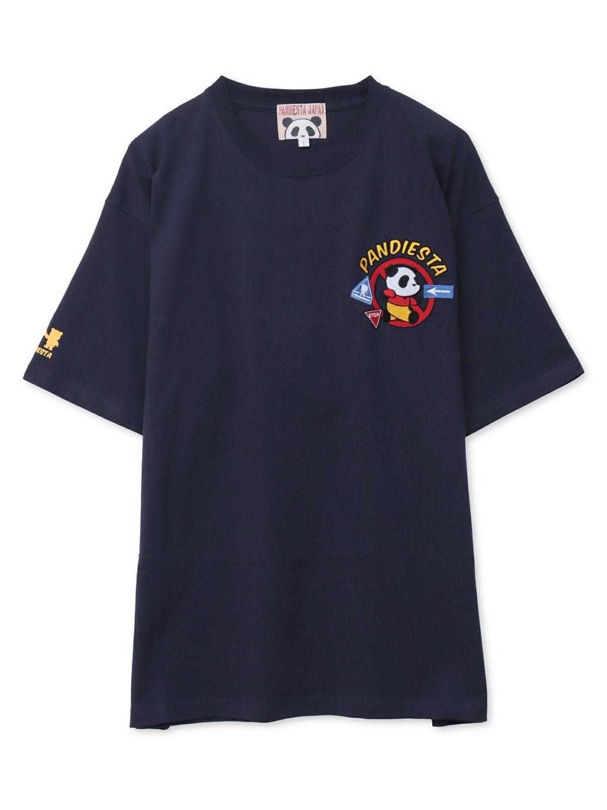 【PANDIESTA JAPAN】“とびだしパンダ”サガラ刺繍入りTシャツ