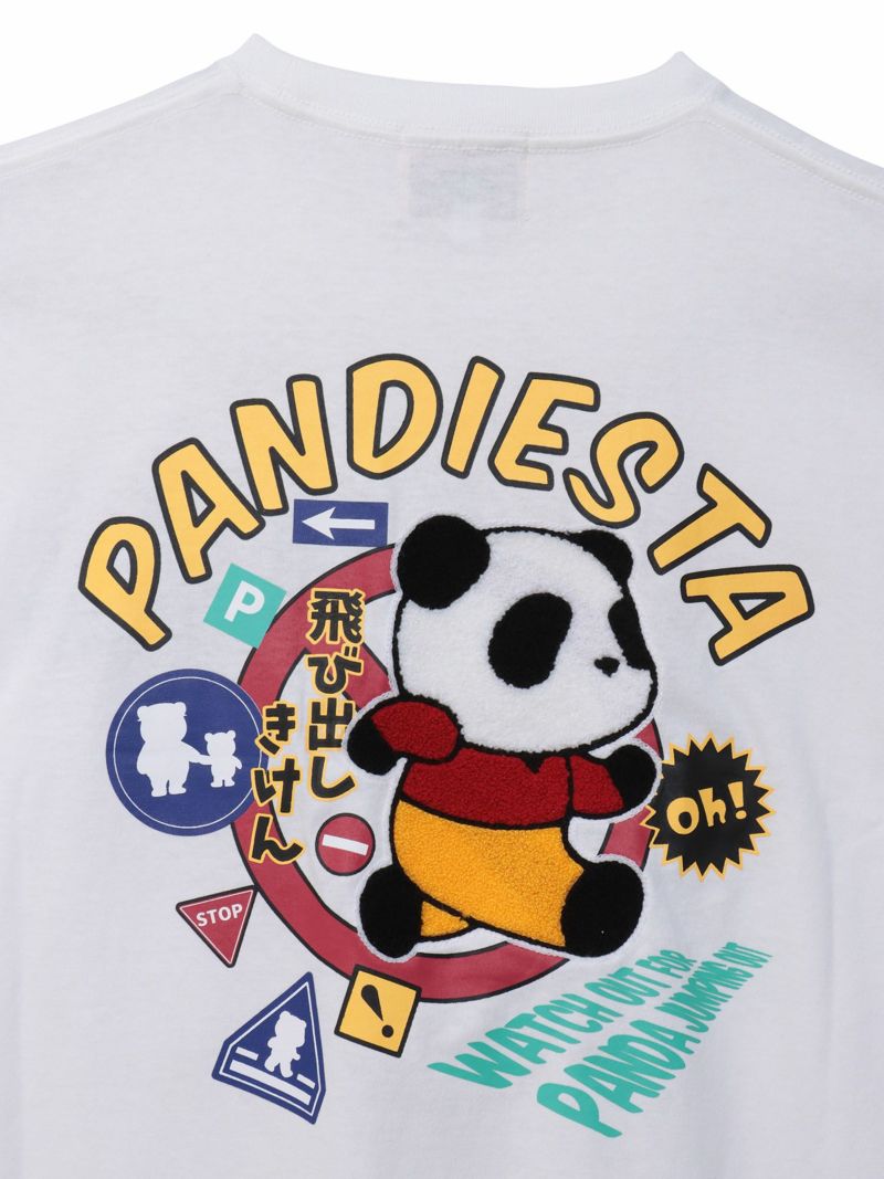 【PANDIESTA JAPAN】“とびだしパンダ”サガラ刺繍入りTシャツ