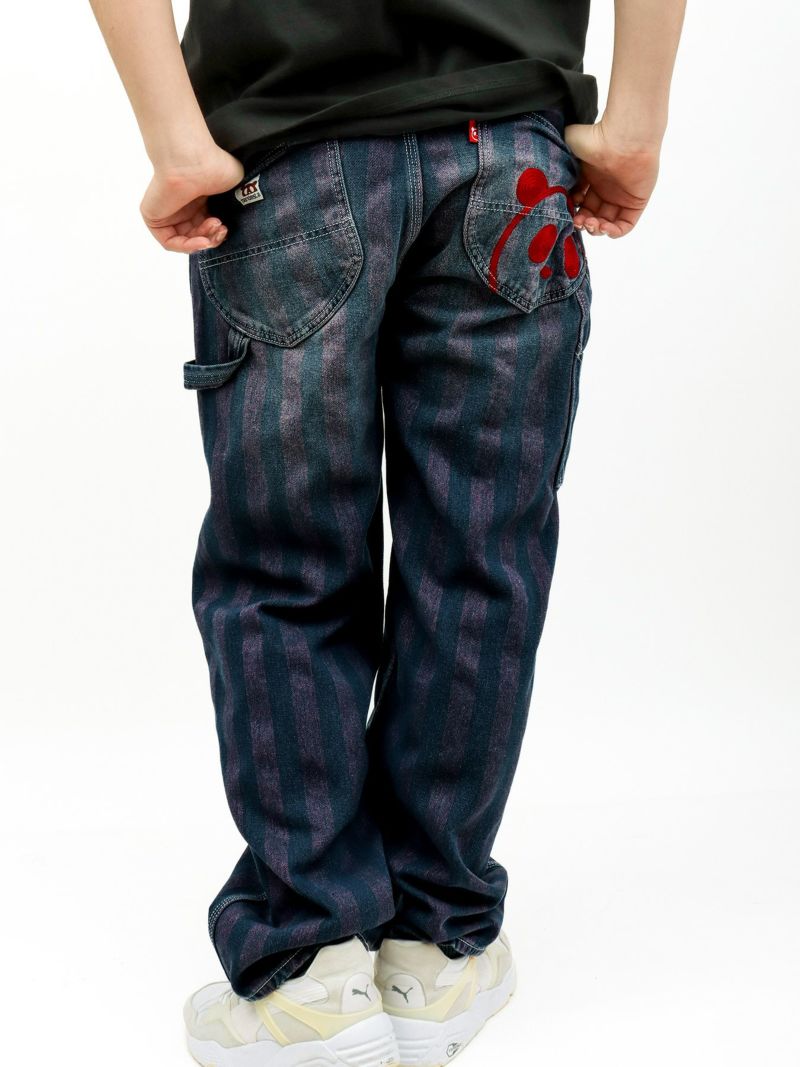 【PANDIESTA JAPAN】 ストライプデニムジャガード ワイドペインターパンツ