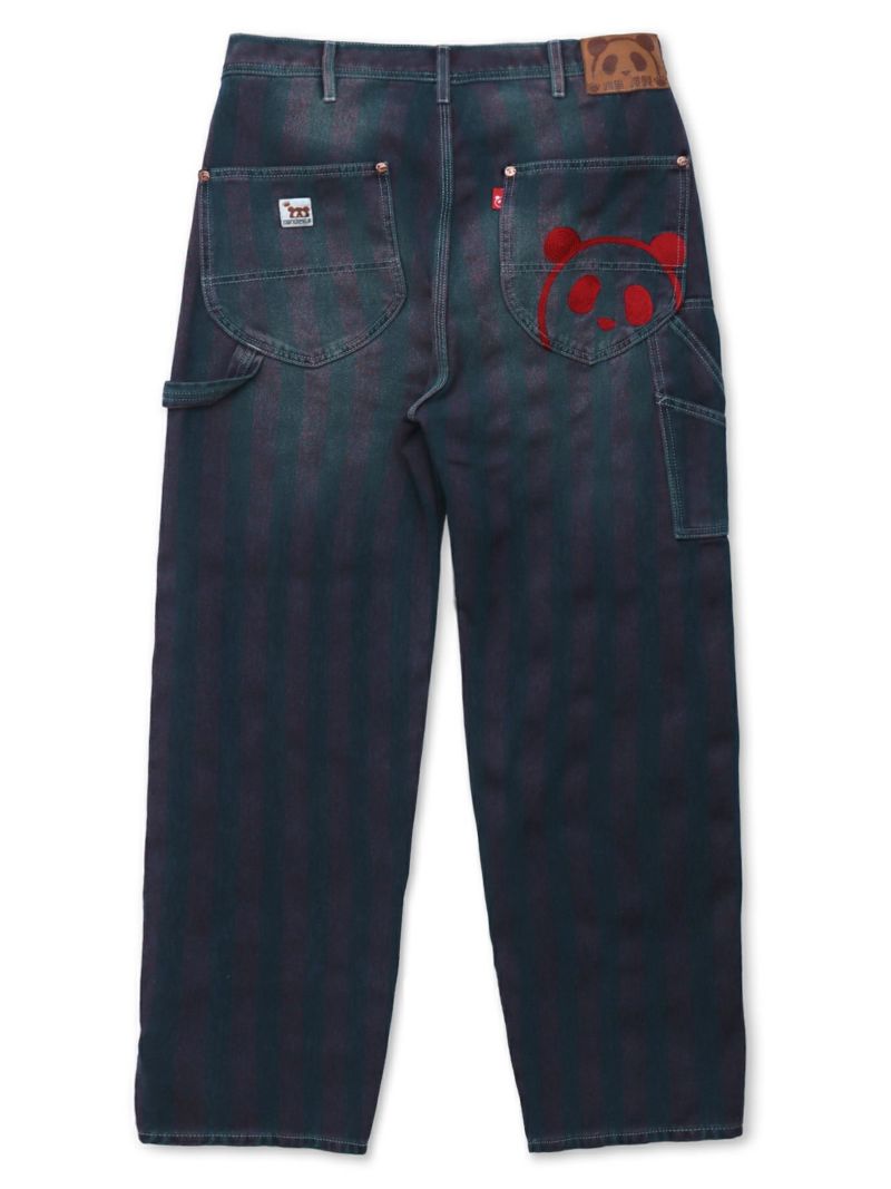 【PANDIESTA JAPAN】 ストライプデニムジャガード ワイドペインターパンツ