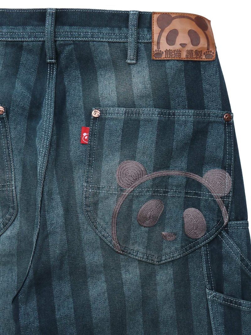 【PANDIESTA JAPAN】 ストライプデニムジャガード ワイドペインターパンツ