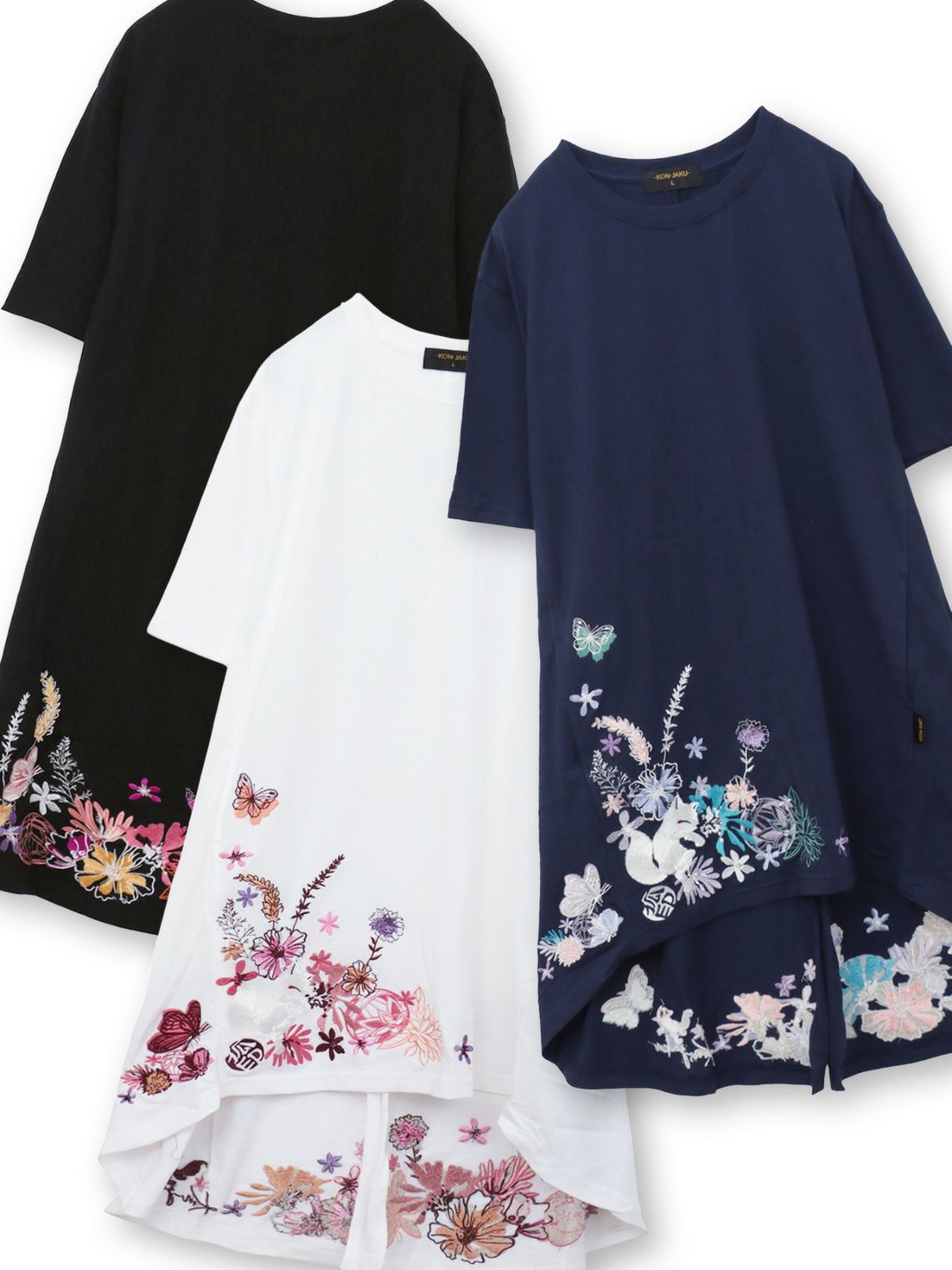 【今昔 -KON-JAKU-】“手毬と花”総刺チュニックTシャツ