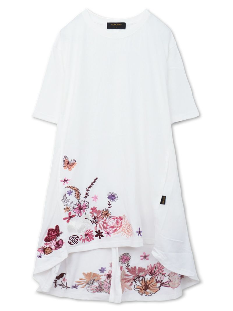 【今昔 -KON-JAKU-】“手毬と花”総刺チュニックTシャツ