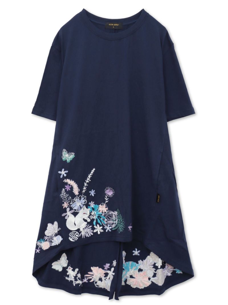 【今昔 -KON-JAKU-】“手毬と花”総刺チュニックTシャツ