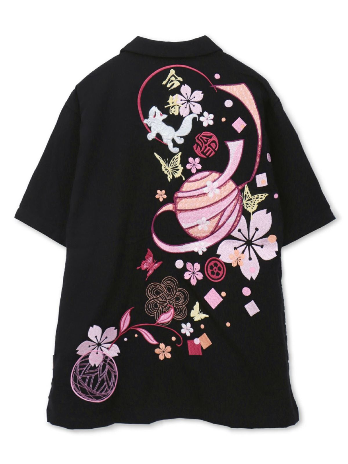 【今昔 -KON-JAKU-】“桜花爛漫”総刺繍 半袖開襟シャツ