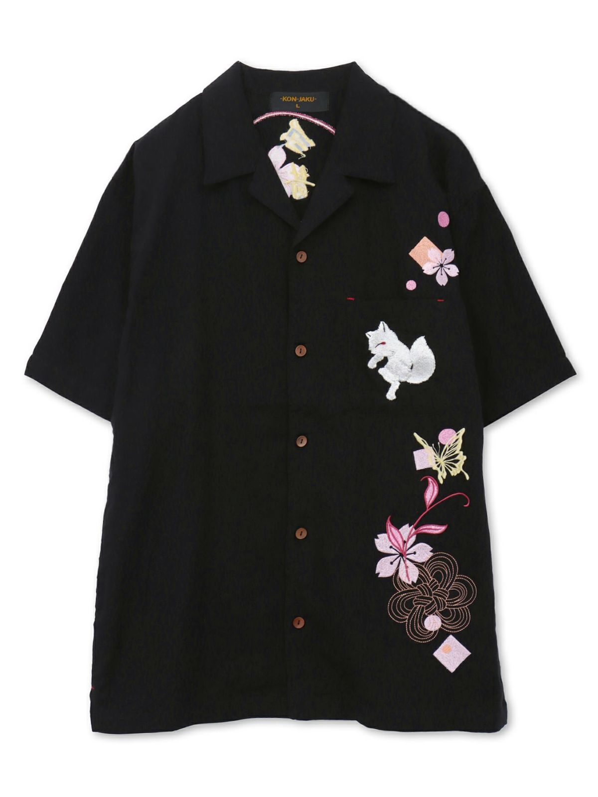 【今昔 -KON-JAKU-】“桜花爛漫”総刺繍 半袖開襟シャツ