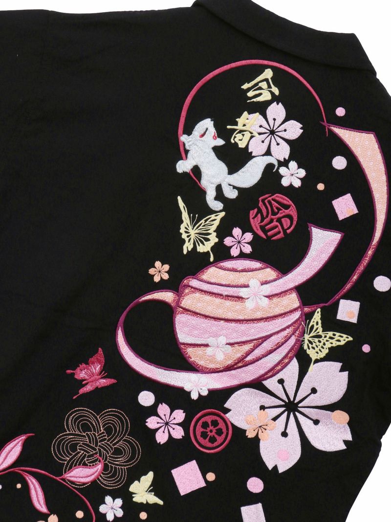 【今昔 -KON-JAKU-】“桜花爛漫”総刺繍 半袖開襟シャツ
