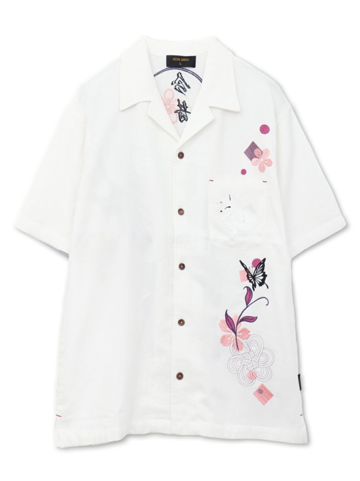 【今昔 -KON-JAKU-】“桜花爛漫”総刺繍 半袖開襟シャツ