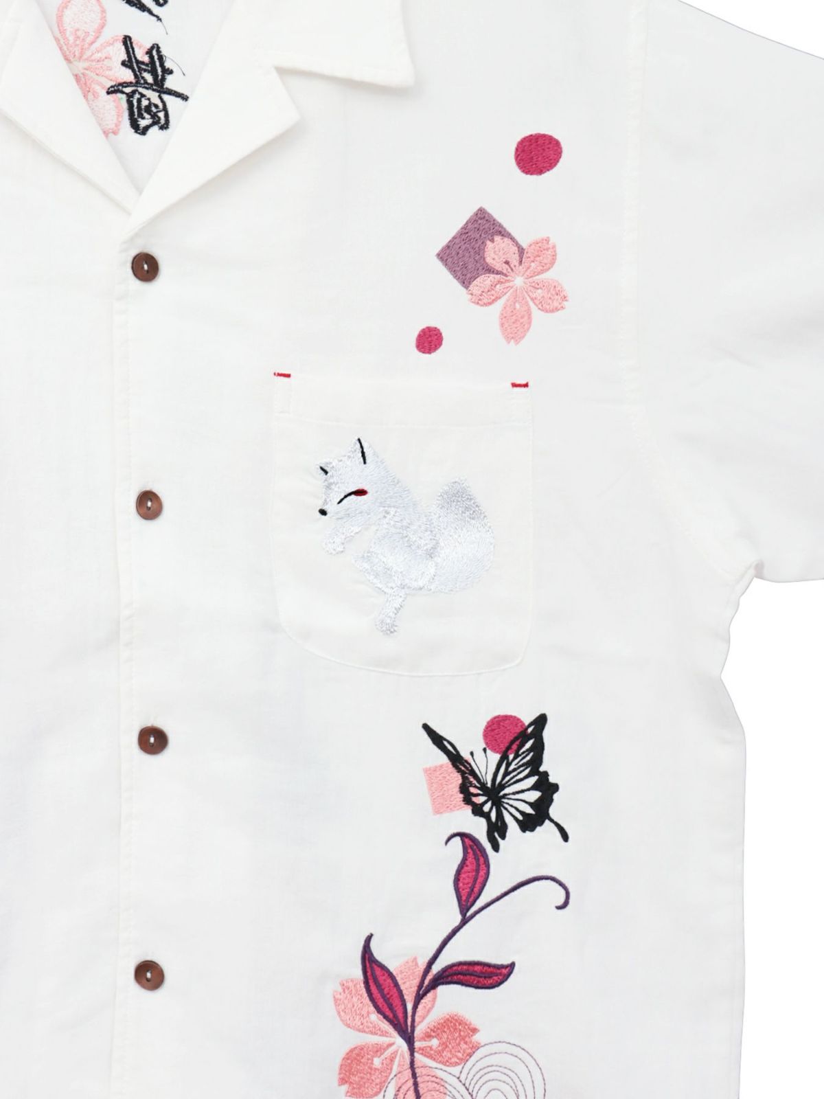 【今昔 -KON-JAKU-】“桜花爛漫”総刺繍 半袖開襟シャツ