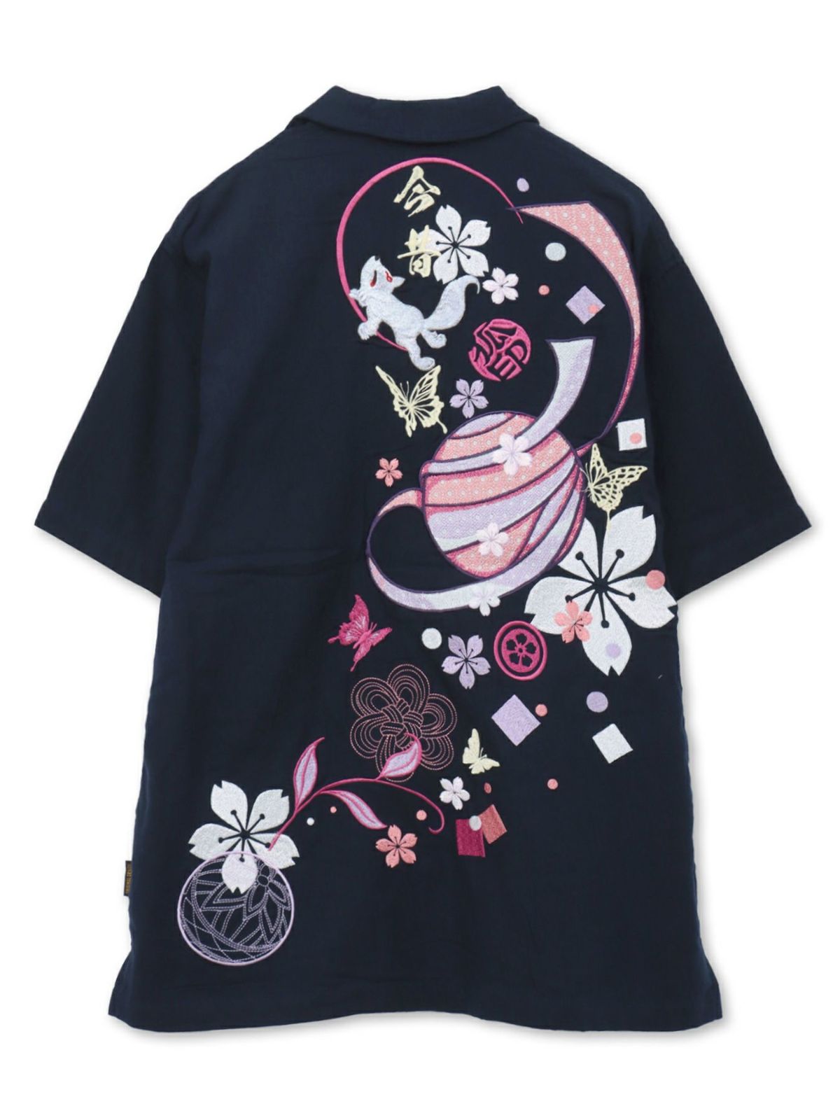 【今昔 -KON-JAKU-】“桜花爛漫”総刺繍 半袖開襟シャツ