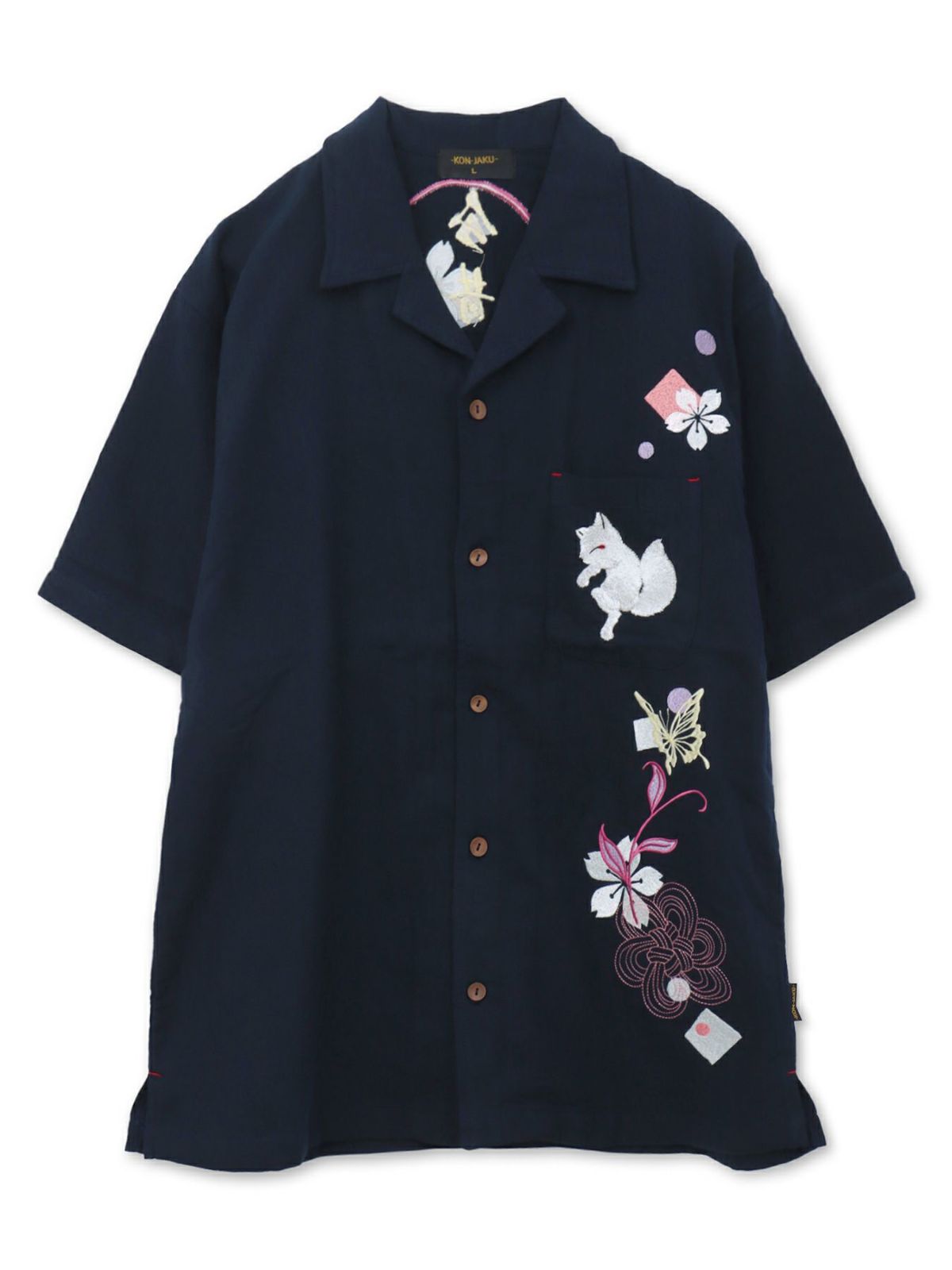 【今昔 -KON-JAKU-】“桜花爛漫”総刺繍 半袖開襟シャツ