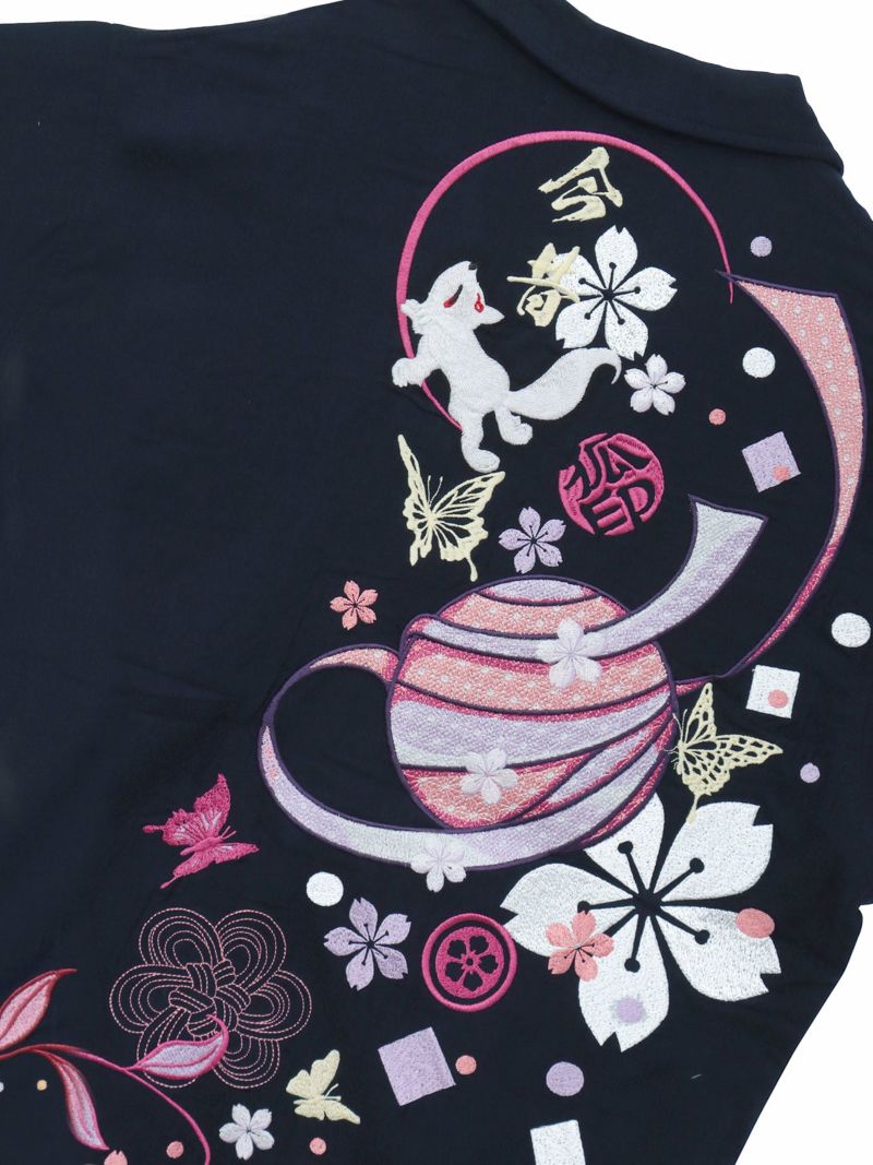 【今昔 -KON-JAKU-】“桜花爛漫”総刺繍 半袖開襟シャツ