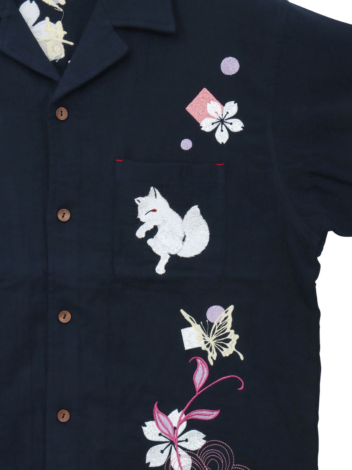 【今昔 -KON-JAKU-】“桜花爛漫”総刺繍 半袖開襟シャツ