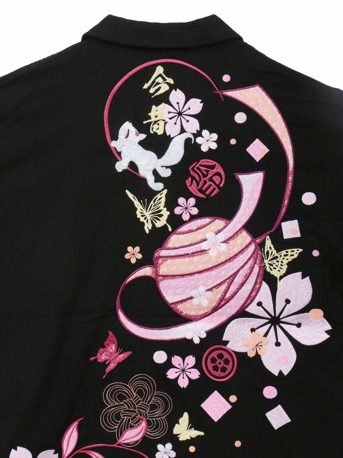 【今昔 -KON-JAKU-】“桜花爛漫”総刺繍 半袖開襟シャツ