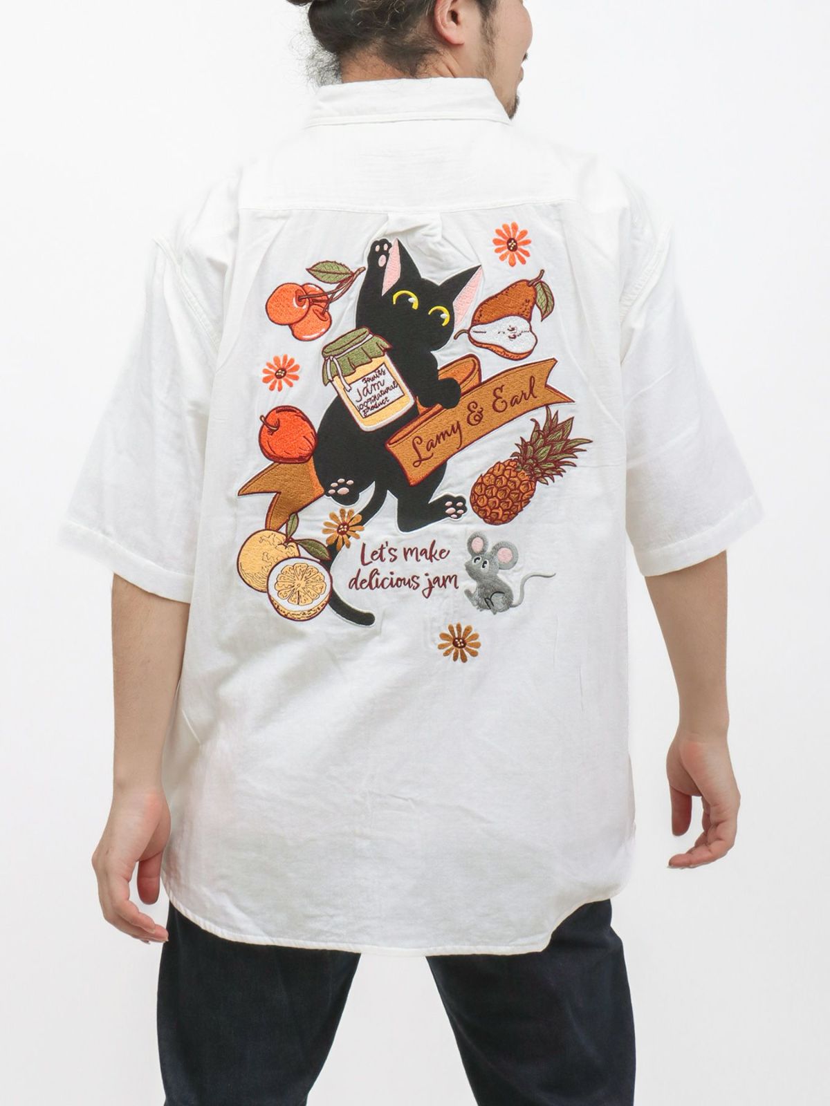 【LiN】“美味しいジャムを作ろう”総刺繍 半袖シャツ