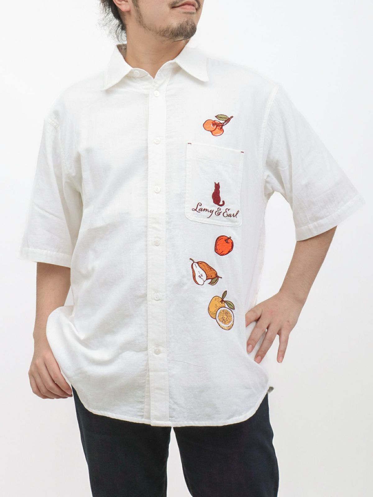 【LiN】“美味しいジャムを作ろう”総刺繍 半袖シャツ