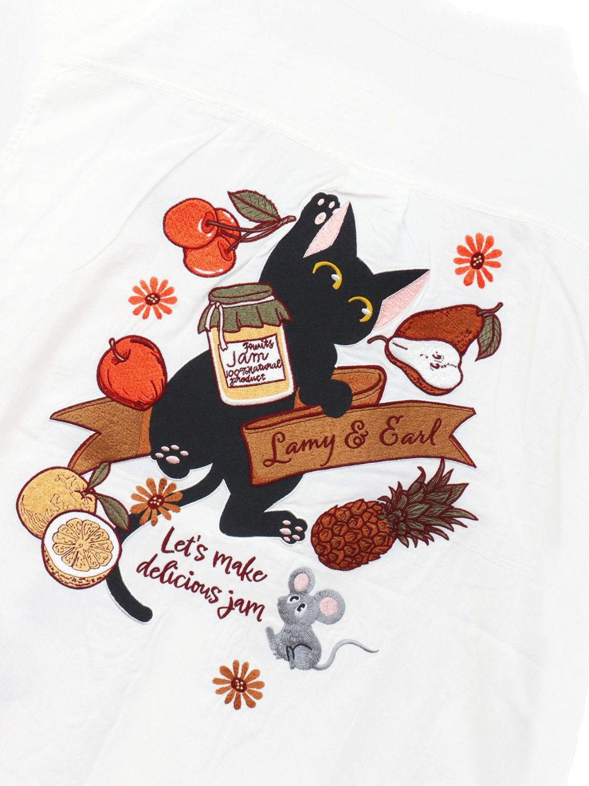 【LiN】“美味しいジャムを作ろう”総刺繍 半袖シャツ